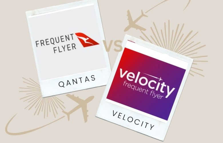 A graphic image of Qantas vs Velocity Frequent Flyer and planes in the background.