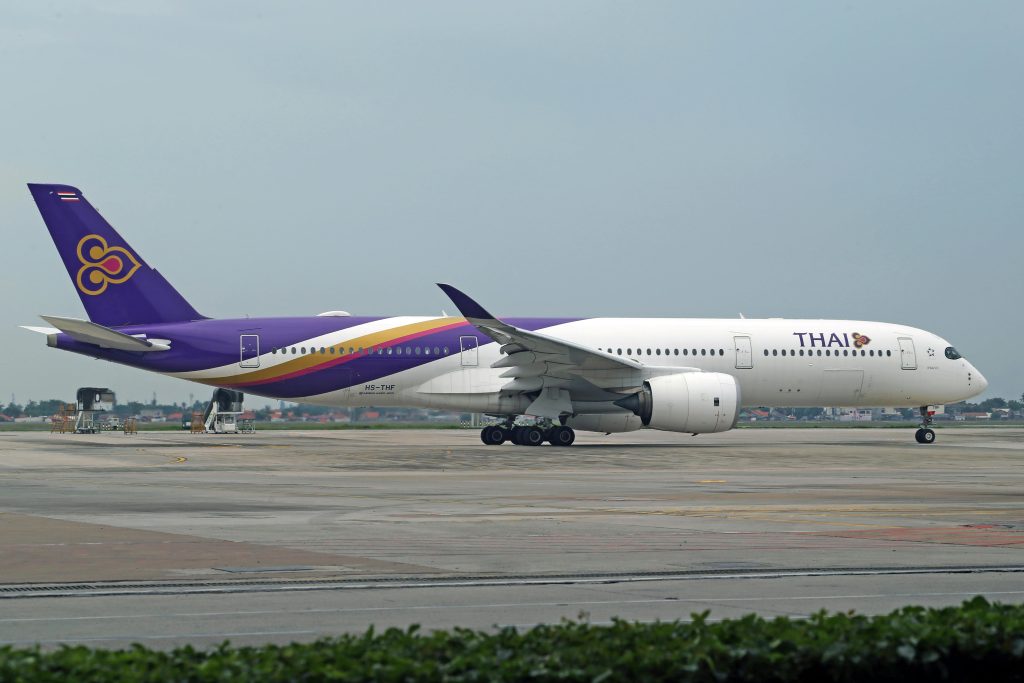 Airbus A350, Thai airways on the runway. 